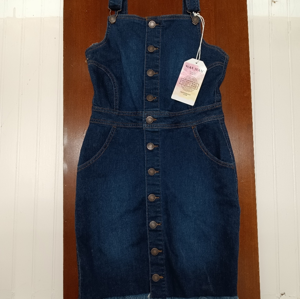 Women's Size Small Blue Denim "Wax Jeans" Overall Skirt/Dress